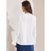 INSPIRE CHIC Women's Ruffle Neck Long Sleeve Swiss Dots Button Down Blouse - 4 of 4