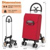 NAYSAYE Folding Shopping Cart Dolly High Capacity Utility Trolley for Grocery Laundry Travel with 66 lbs Load Capacity, Red, 16.5"*19.5"*41" - 3 of 4