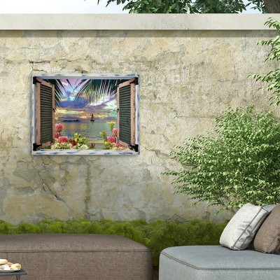 Leo Kelly Tropical Landscape Window View Outdoor Canvas Art