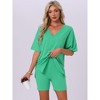 INSPIRE CHIC Women's Oversized V Neck Workout Tracksuit T-Shirts Tops with Biker Shorts Pajamas Lounge Set 2 Pcs - 2 of 4