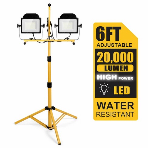 Costway 200W 20,000lm LED Dual-Head Work Light w/Adjustable Tripod Stand  IP65 Waterproof