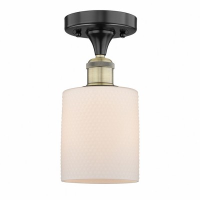 Cobbleskill - 1 Light Semi-Flush Mount In Art Deco Style-9.75 Inches Tall and 5 Inches Wide