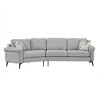 111" 3-Seater Sofa, Curved Couch with Two Printed Pillows for Living Room, Entertainment Room-- Frevyn - 3 of 4