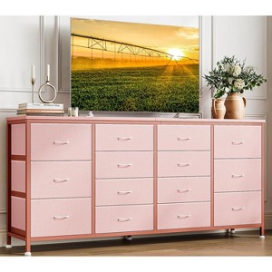 63" W Dresser Tv Stand for 65 70 75 Inch Tv, 14 Drawer for Bedroom with Power Outlets, Large Long Fabric Dresser Entertainment Center - 1 of 4
