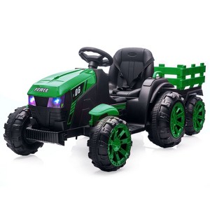 Acekool 12V Electric Ride-On Tractor with Trailer & Remote Control, Music, LED Lights, Safety Belt, 3 Speeds, Battery Powered Kids Vehicle - 1 of 4