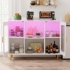 Aheaplus Sideboard Buffet with Charge Station and LED Light, Farmhouse Bar Cabinet with Wine Holder - 2 of 4
