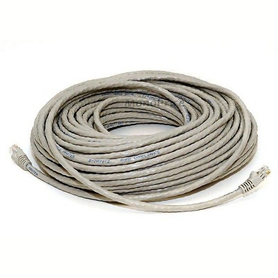 Monoprice Cat6 Ethernet Patch Cable - 100 Feet - Gray | Network Internet Cord - RJ45, Stranded, 550Mhz, UTP, Pure Bare Copper Wire, Crossover, 24AWG