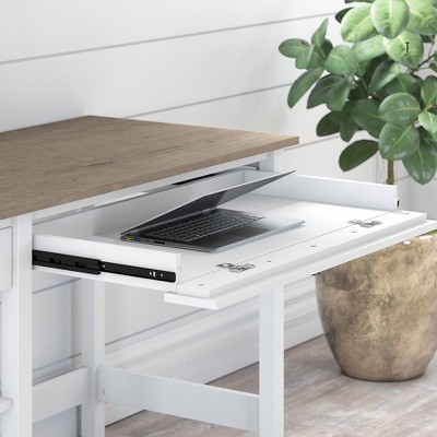 54-Inch Shiplap Gray and Pure White Wood Desk with Drawers
