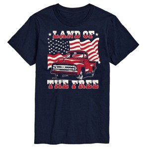 Men's - Instant Message - Land Of The Free Truck And Flag Short Sleeve Graphic T-Shirt - 1 of 4