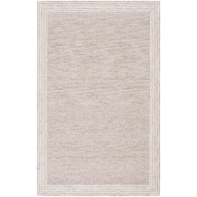 Handmade Beige and Ivory Wool Tufted Rectangular Rug, 3' x 5'