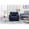 VYNXARIA Soft Teddy Fabric Tufted Foam Bean Bag Chair With Teddy Fabric Dark Blue - 2 of 4