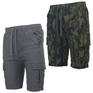 Galaxy By Harvic Men’s Slim Fit Super Flex Stretch Cargo Jogger Shorts-2 Pack - 1 of 4