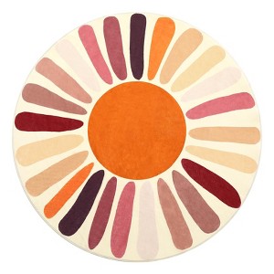 Luxurious Pearl Velvet Rug with Scorching Sun Print, Foldable, Non-Slip, Kid & Pet Friendly, Easy Care for High-Traffic Areas - 1 of 4