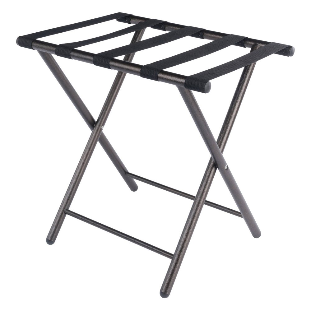 UPC 021713935229 product image for Tavin Luggage Rack Folding Straight Leg Black - Winsome: Guest Room Suitcase Sta | upcitemdb.com