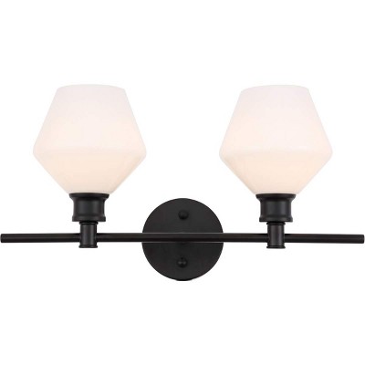 Elegant Lighting Gene 2 light Black and Frosted white glass Wall sconce