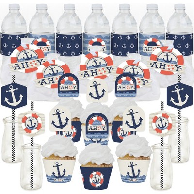 Big Dot of Happiness Ahoy - Nautical - Baby Shower or Birthday Party Favors and Cupcake Kit - Fabulous Favor Party Pack - 100 Pieces
