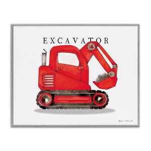 Stupell Industries Red Excavator Truck Traditional Construction Vehicle Framed Giclee Art - 1 of 4