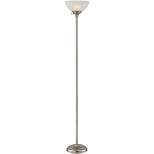 360 Lighting Maddox Modern Torchiere Floor Lamp 71" Tall Satin Nickel Silver Metal Alabaster Glass Shade for Living Room Bedroom Office House Home