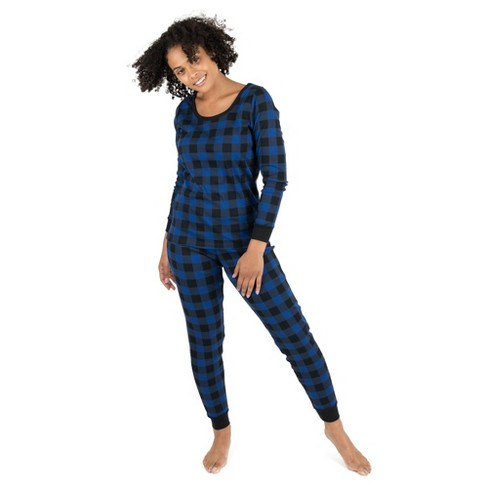 Leveret Womens Two Piece Cotton Christmas Pajamas Plaid Black And