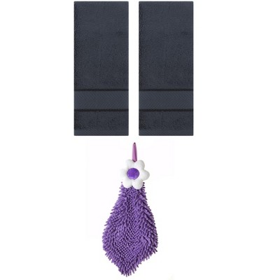 REGALWOVEN 3 Pcs Soft Absorbent Hand Towel Bathroom Decorative Set