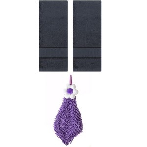 REGALWOVEN 3 Pcs Soft Absorbent Hand Towel Bathroom Decorative Set - 1 of 4