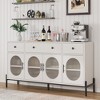 Sideboard Buffet Cabinet with Storage,62" Storage Cabinet with 4 Doors and 3 Drawers, Credenza Buffet Table for Living Room Dining Room Natural - 3 of 4