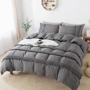 BAGOKIE Boho Bedding Tassel Duvet Cover Fringed Queen 3 Pcs - 1 of 4