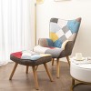 DOMETOUR Accent Chair with Ottoman for Living Bedroom, Creative Splicing Cloth Surface Armchair and Ottoman Set Sofa Chair - 2 of 4