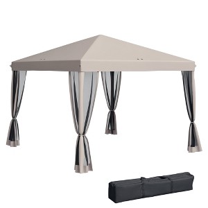 Aghana Digitals Blue 10x10 Pop Up Canopy with Netting, Instant Gazebo Screen House, - 1 of 4