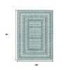 Teal Blue And Ivory Geometric Washable Indoor Outdoor Area Rug - 3 of 4