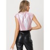Allegra K Women's Round Neck Party Sleeveless Holographic Crop Metallic Tank Top - 3 of 4