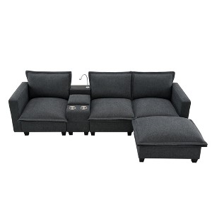 NicBex Modular L Shape Sectional Sofa Chenille Sleeper Couch Set with Console and Cup Holder for Living Room - 1 of 4