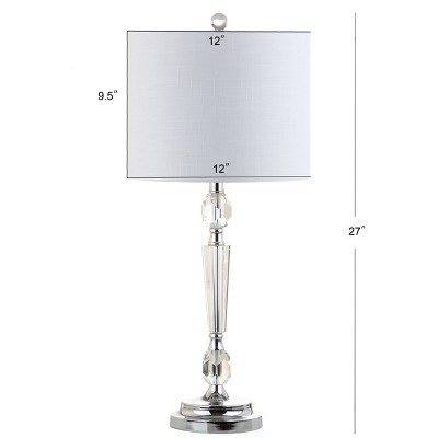 Victoria 27" Clear Crystal LED Table Lamp Set with White Shade