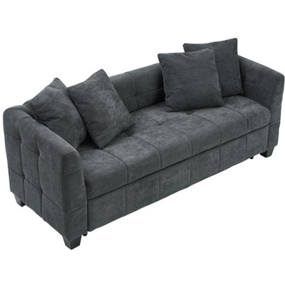 NicBex 77.9 Inch Pull-out Sofa Bed Convertible 3 Seat Sofa with 4 Throw Pillows for Living Room,Apartment,Gray