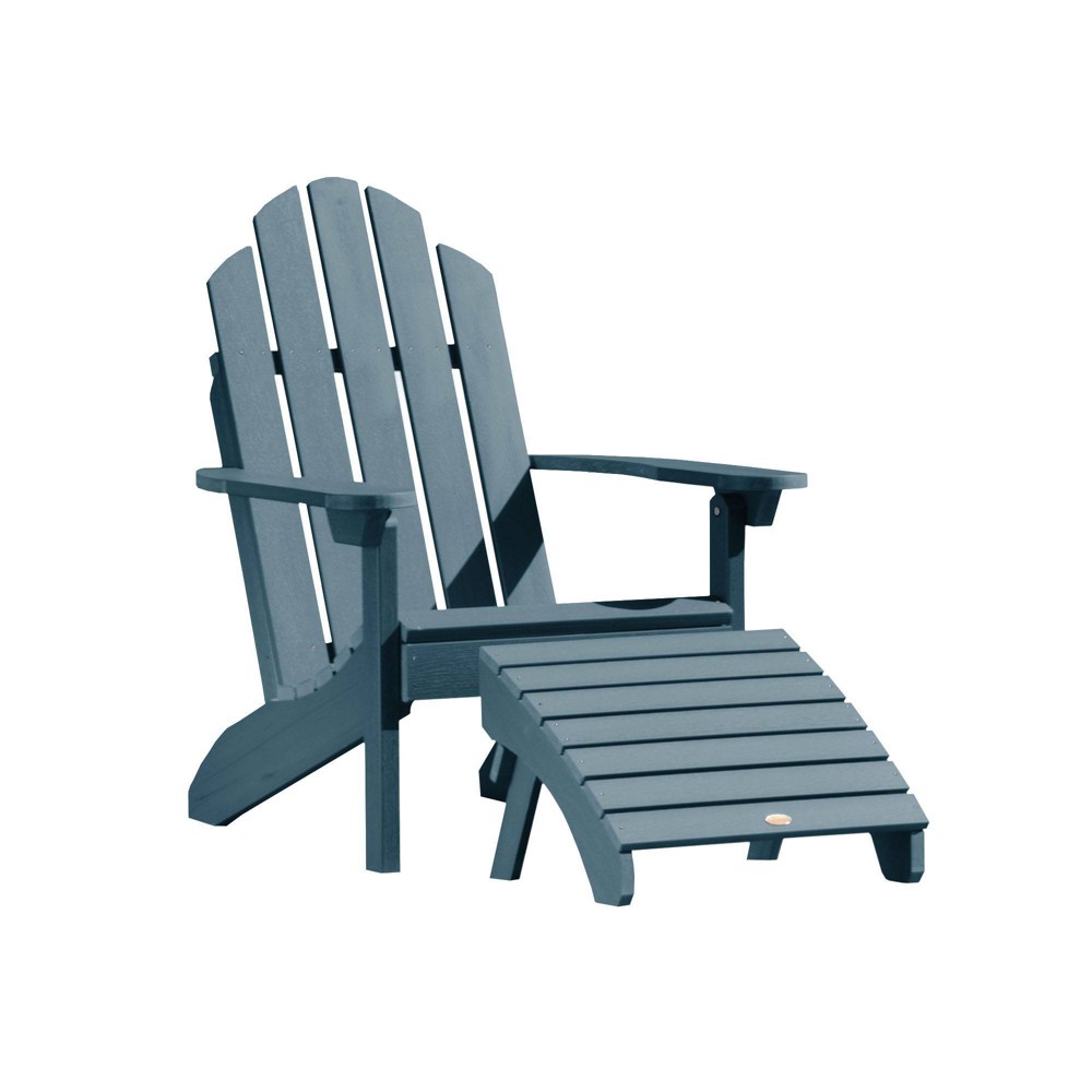 Photos - Garden Furniture Westport 2pc Folding Adirondack Chair with Ottoman - Nantucket Blue - high