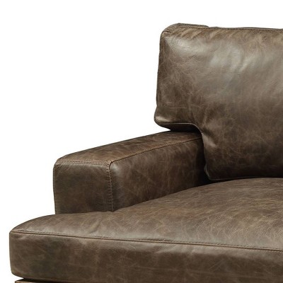 Silchester Distressed Chocolate Leather and Oak Accent Chair