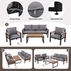 5-Person 4-Piece Outdoor Sofa Set with Acacia Wood Armrests, Removable Cushions, and Solid Wood Coffee Table,Patio Conversation Set - 3 of 4