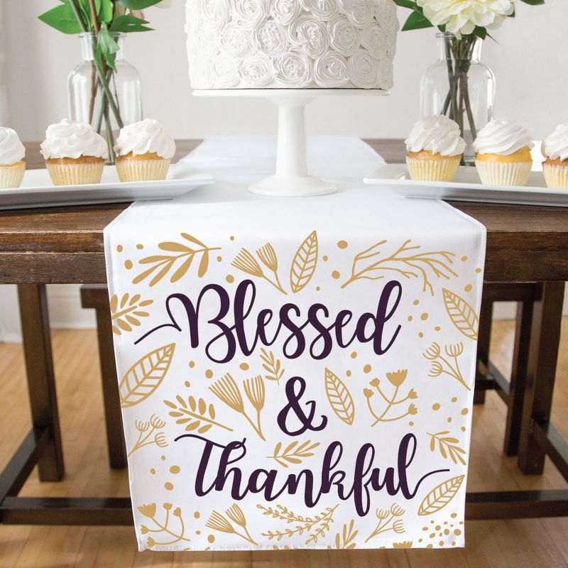 Big Dot of Happiness Elegant Thankful for Friends - Friendsgiving Thanksgiving Party Dining Tabletop Decor - Cloth Table Runner - 13 x 70 inches, 3 of 6
