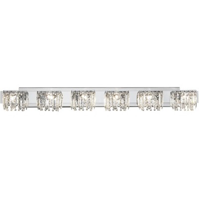 Possini Euro Design Modern Wall Light Chome 50 3/4" Crystal Strand Fixture for Bathroom Over Mirror