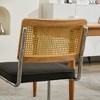 Set of 2 Olive-Green Mid Century Modern Dining Chairs Velvet Accent Chairs with Natural Cane Back and Stainless Chrome Base - 4 of 4