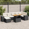 vidaXL 8 Piece Patio Sofa Set with Cushions Poly Rattan - Black and Cream 3x Corner + Table + 3x Middle + Footrest - 2 of 4