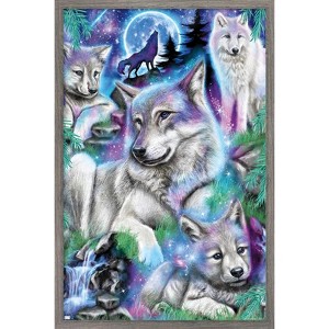Trends International Sheena Pike - Daydream Galaxy Wolves Framed Wall Poster Prints - 1 of 4