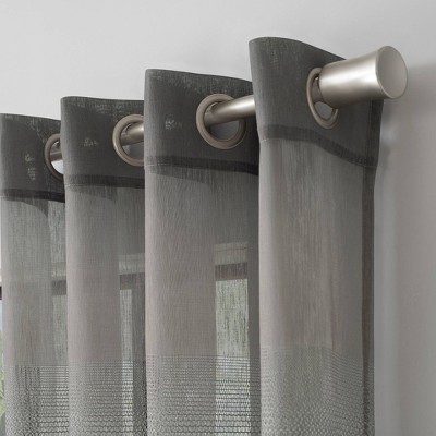 Gray Ombre Sheer Polyester Grommet Curtain Panel, 52" x 96"