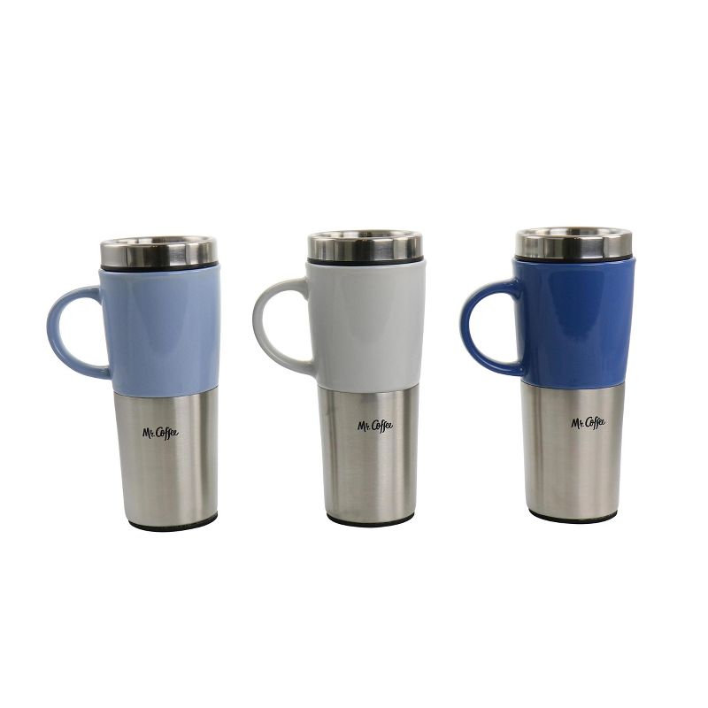 Mr. Coffee Travertine 16 oz Stoneware & Stainless Steel Travel Mug with Lid set of 3 Assorted, 1 of 9