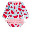 RuffleButts Baby Girls UPF50+ Sun Protected Gingham Long Sleeve One Piece Rash Guard - Watermelon Gingham, 0-3m - 2 of 4