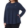Agnes Orinda Women's Plus Size Cowl Neck Button Long Sleeve Pockets Casual Soft Tunic Blouse - 2 of 4