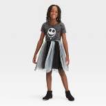 Girls' The Nightmare Before Christmas Jack Skellington Halloween Tutu Dress - Black/Gray