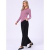 INSPIRE CHIC Women's Striped Long Sleeve Crew Neck Slim Fit Color Block T-Shirts - 4 of 4