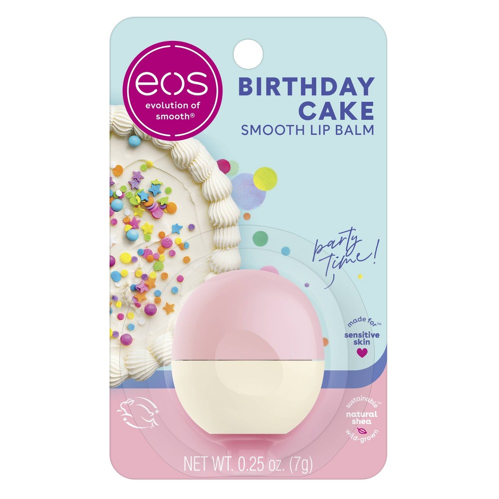 eos eos Shea Lip Balm - Birthday Cake - 0.25oz: Moisturizing, Clear, Lip Balms and Treatments, 1-Pack