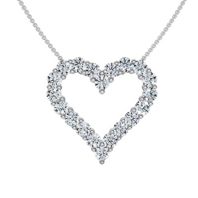 Pompeii3 1Ct Diamond Heart Pendant 14k Gold Lab Created 3/4" Tall Necklace